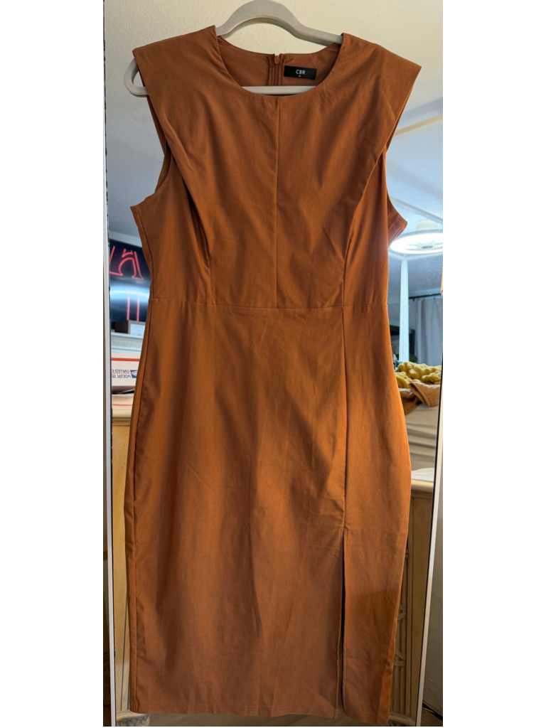 New Camel Brown Cbr Sleeveless Sheath Midi Dress Xl